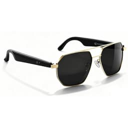 EarlySincere 2026 Ai Smart Glasses, Ai Real-Time Translation with 164 Languages, Classic Pilot Sunglasses, Equipped with Voice Assistant/Ai Call, Ip65 Waterproof,Ai Glasses for Men & Women gold frame + black lenses