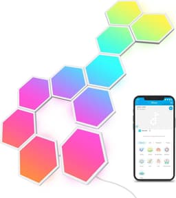 Govee Glide Hexa Light Panels, RGBIC Hexagon LED Wall Lights, Wi-Fi Smart Home Creative Wall Lights with Music Sync, Works with Alexa Google Assistant for Indoor Gaming Decor, 10 Pack 10 panels