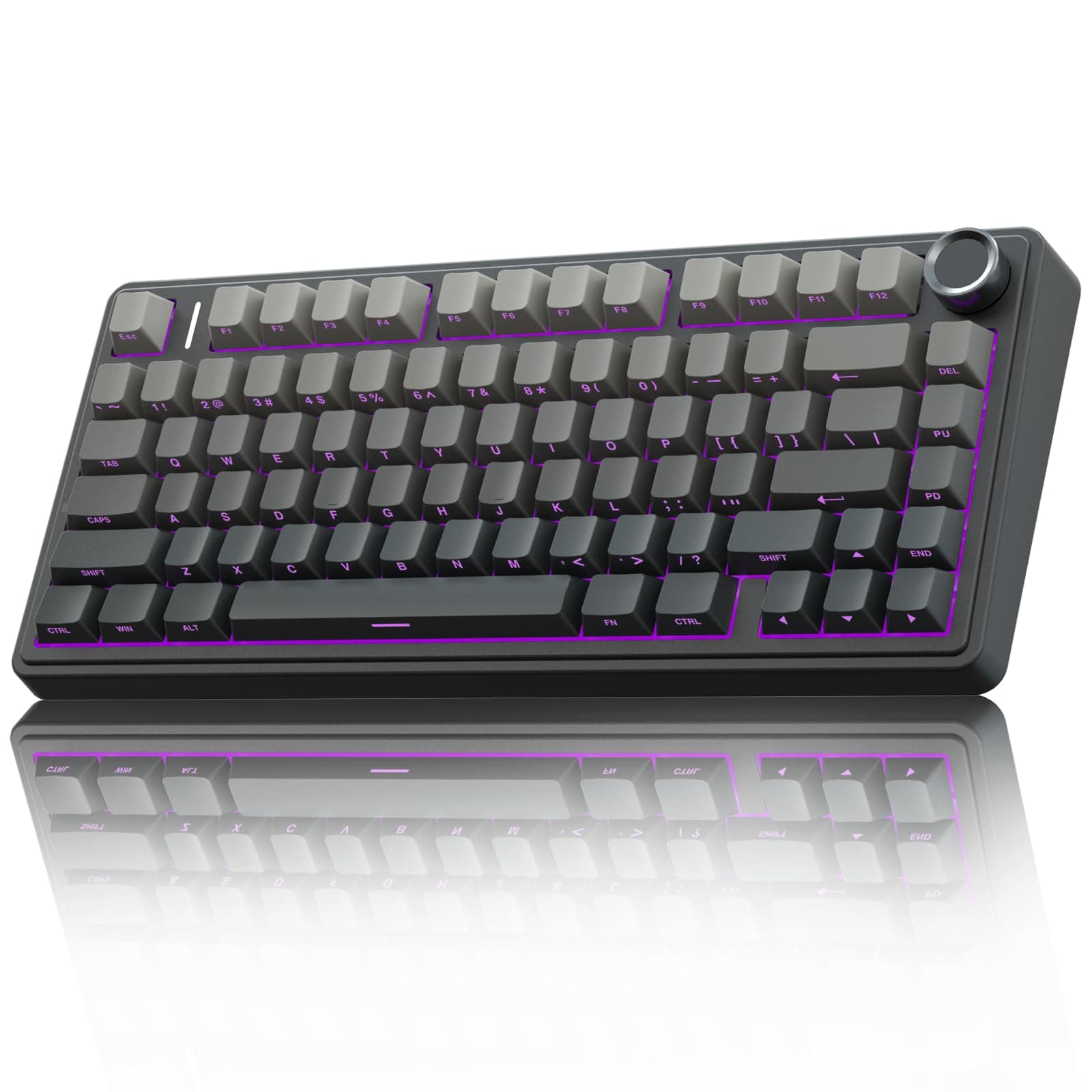 AULA F75 Pro Wireless Mechanical Keyboard,75% Hot Swappable Custom Keyboard with Knob,RGB Backlit,Pre-lubed Reaper Switches,Side Printed PBT Keycaps,2.4GHz/USB-C/BT5.0 Mechanical Gaming Keyboards F75 Pro-Black