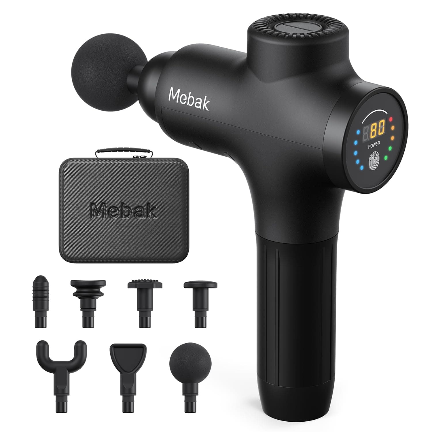 Mebak 3 Massage Gun, Massage Gun Deep Tissue for Athletes, Professional Muscle Percussion Massager, Massager for Shoulder Leg Back Body Pain Relief, Quiet Portable Sport Tool, Gifts for Him Black