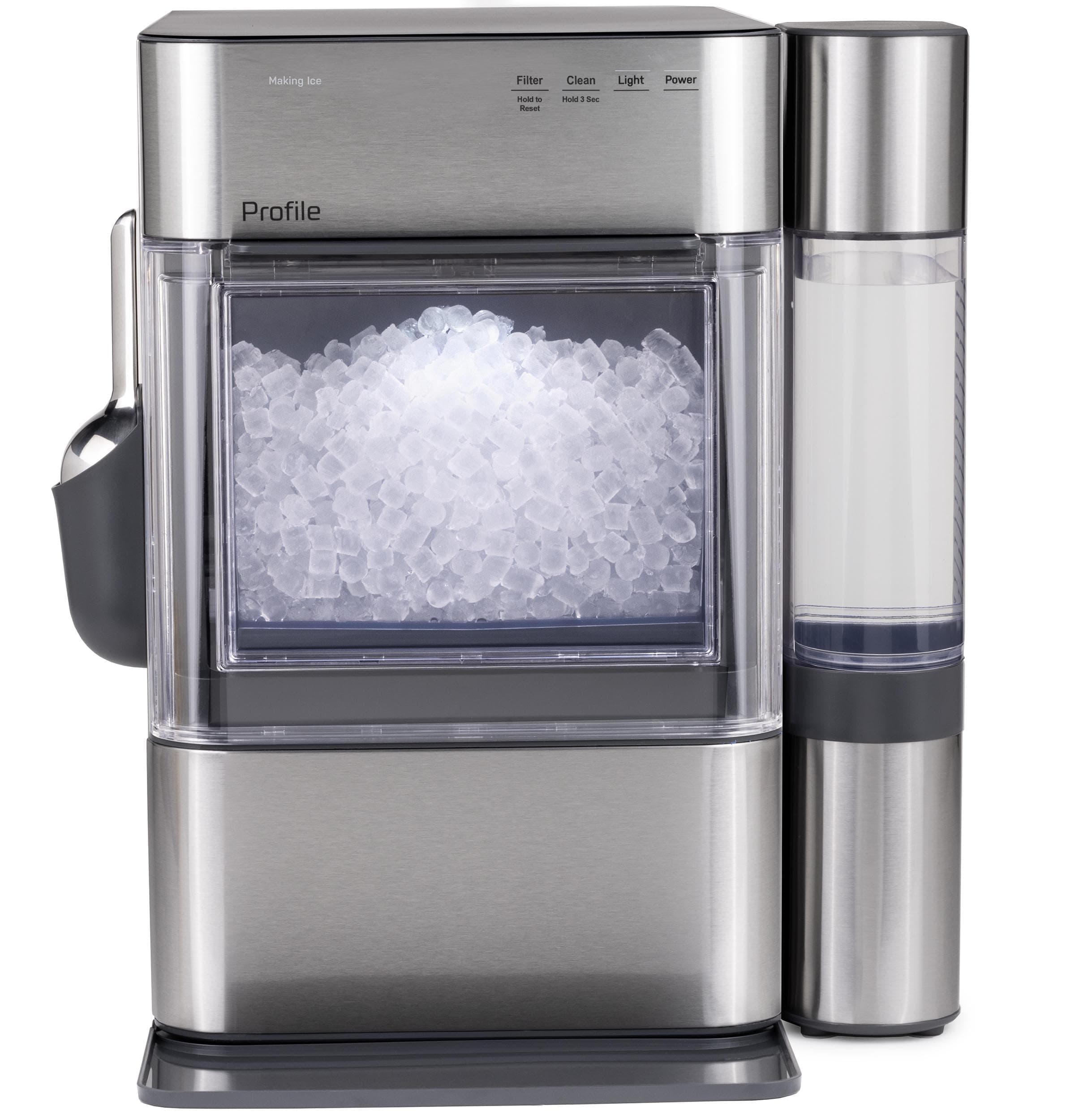 GE Profile Opal 2.0 Ultra Nugget Ice Maker with .75 Gallon Side Tank and Scale Inhibiting Filter, Scoop Included, 38 lbs in 24 Hours, Pellet Ice Machine with WiFi & Smart Connected, Stainless Steel